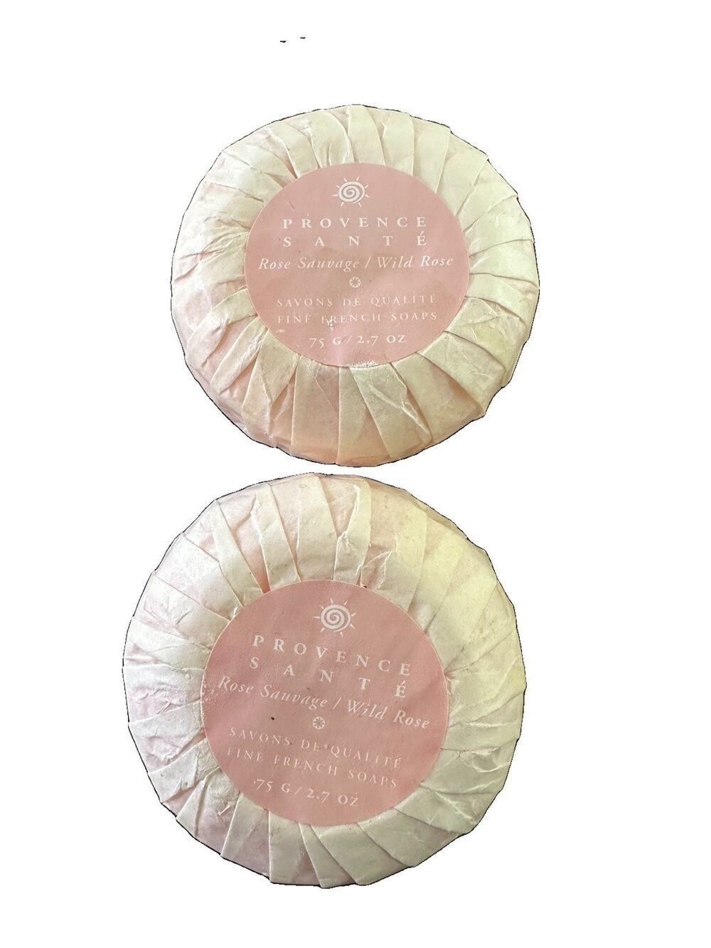 2 New Provence Santé Wild Rose Bath Soap Fine French Milled Bars 2.7oz each